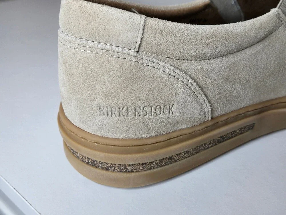 Unisex Birkenstock Oswego Suede Slip-On Shoes in Sandcastle Tan